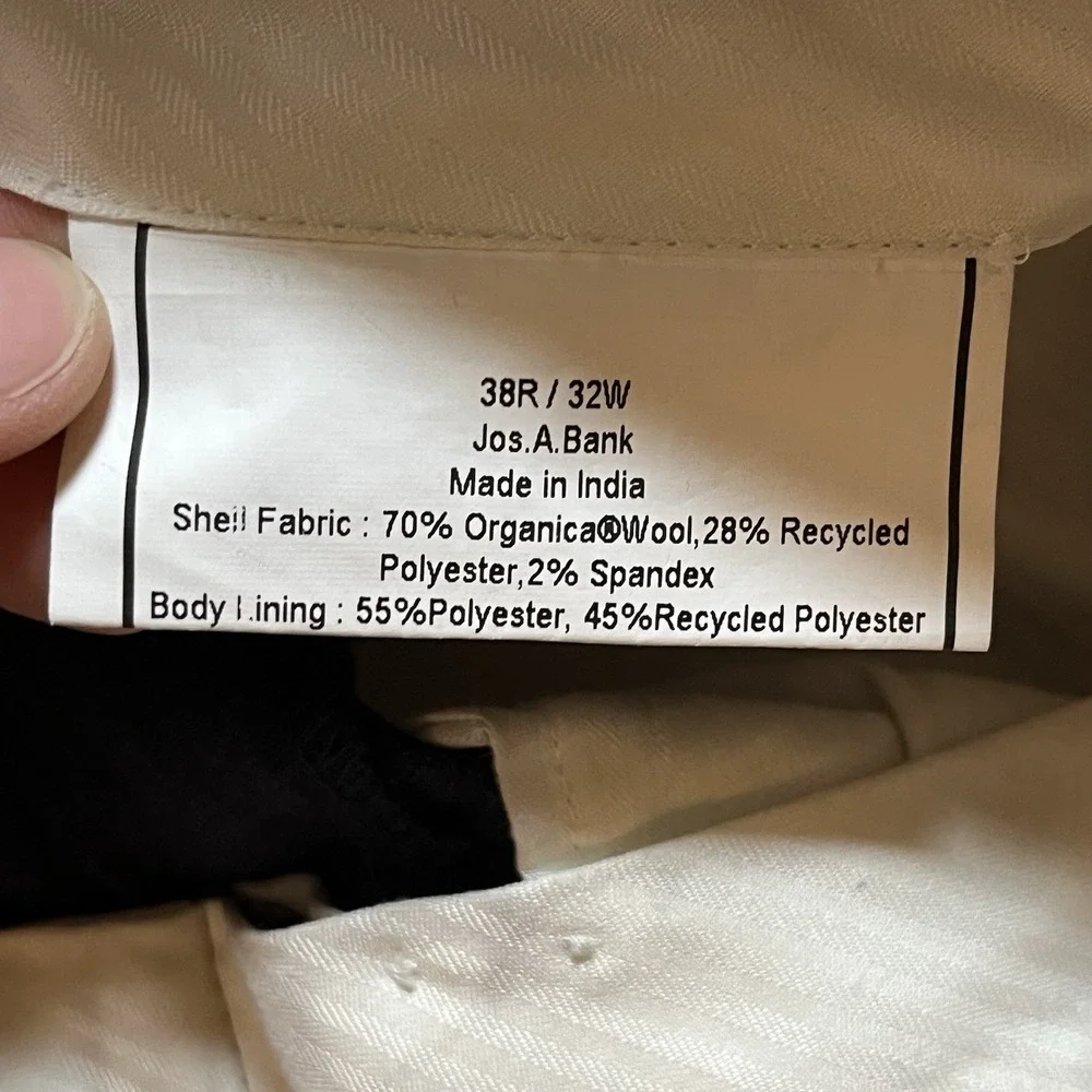 Jos A Bank 38R / 32W Navy Blue Striped 100% Wool Gordon Mens Jacket Pants Suit